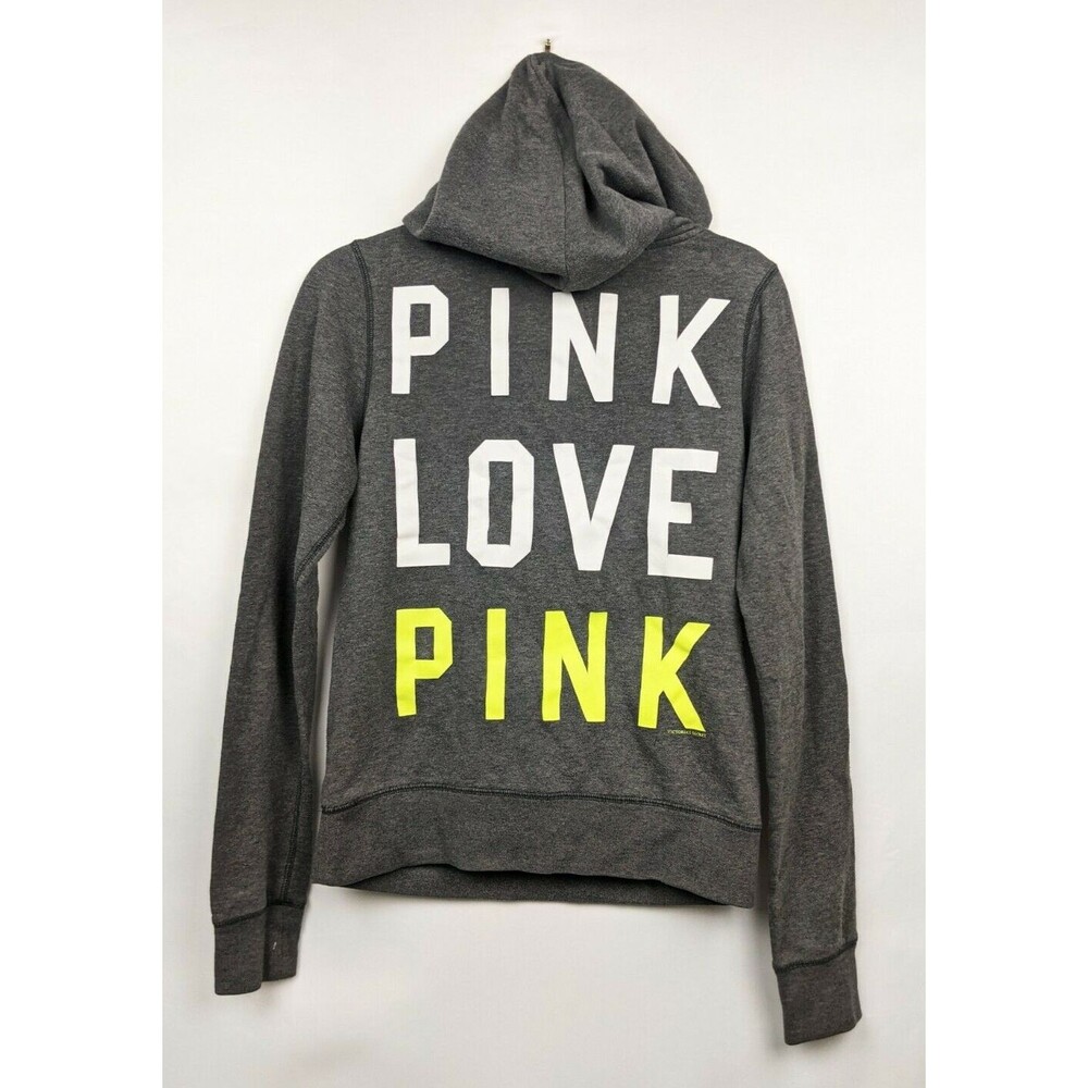 Victoria's Secret PINK Hoodie Women's S Gray Logo Pullover